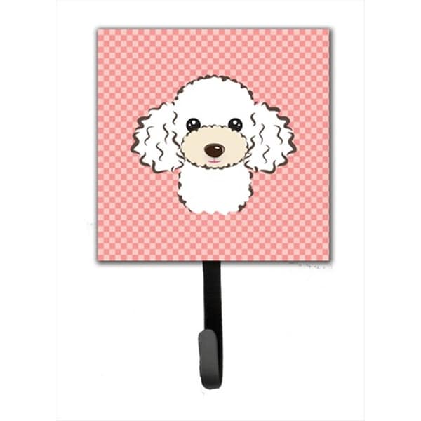 Carolines Treasures Checkerboard Pink White Poodle Leash or Key Holder- 4.25 W x 7 H In. BB1257SH4 - main